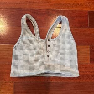 Aerie Gray Waffle Knit Sports Bra